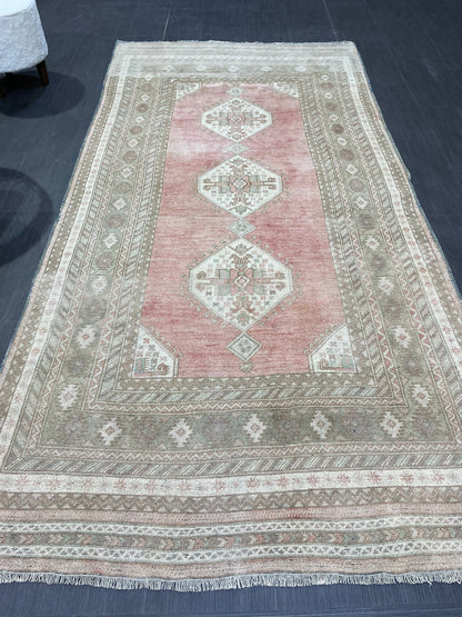 Vintage RUG, TURKISH 4.2 x 8.5 Rug,  Vintage Handmade Rug, Wool Hand Knotted Rug, Hand Made Rug Quality Turkish Rug