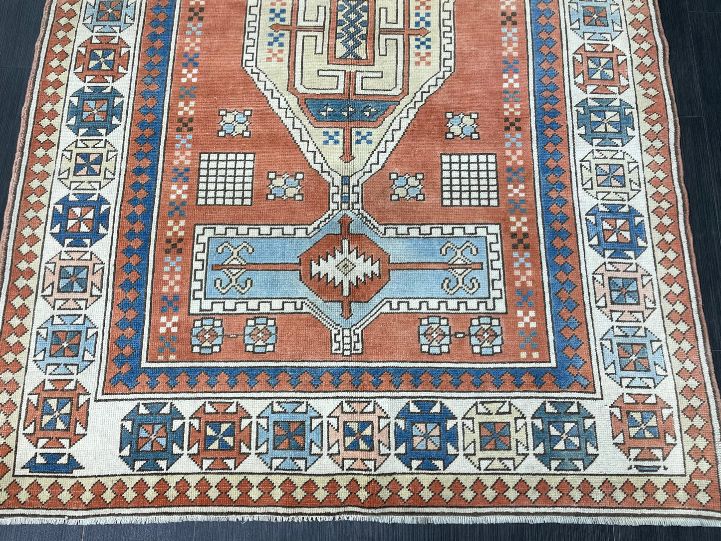 Vintage Oushak Rug 4.7 x 7 Vintage Rug Wool Antique Rug Hand Made Rugs Vintage Turkish Rug OUSHAK RUG TURKISH Oushak Rug