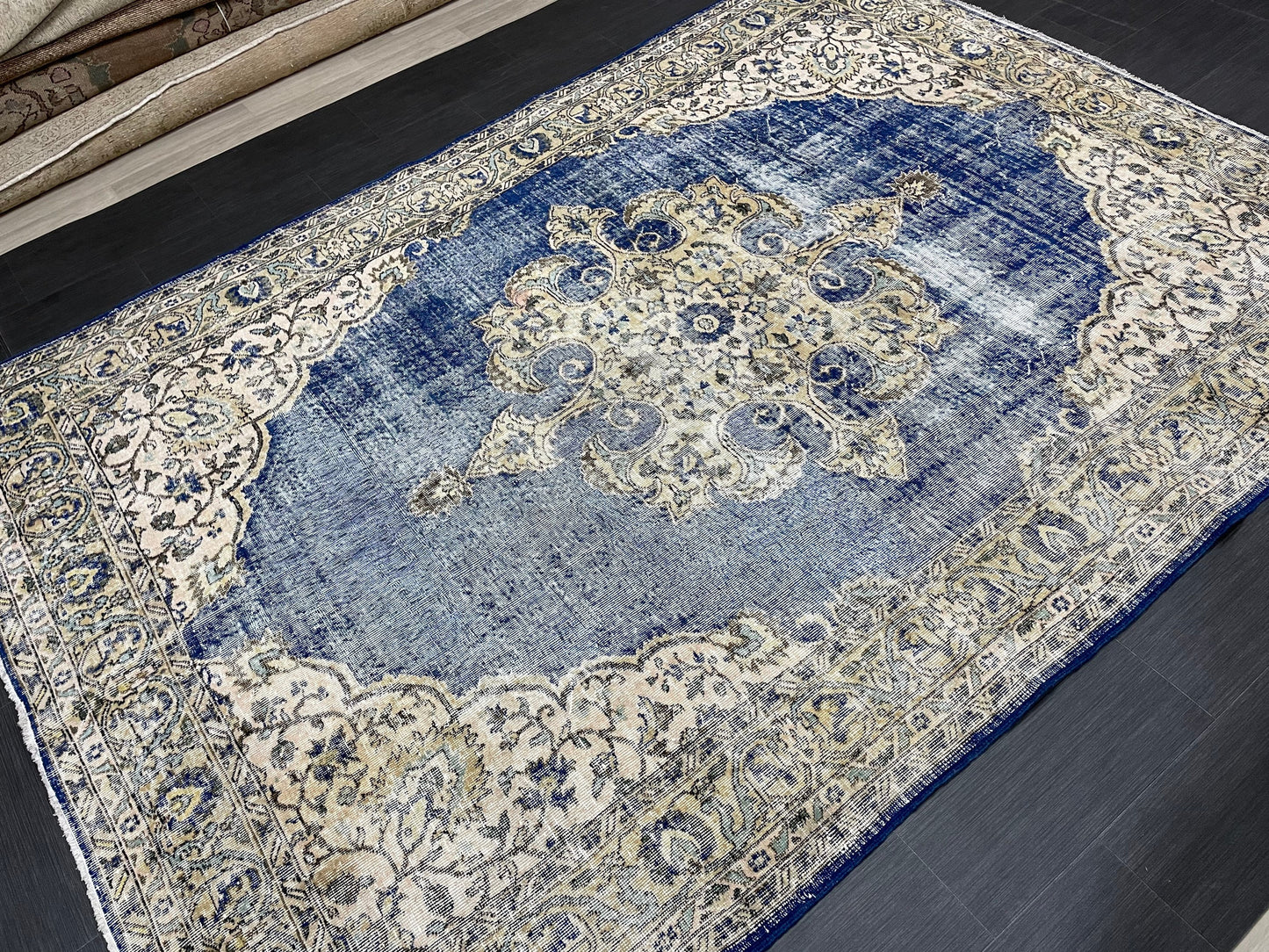 Large Distressed OUSHAK RUG 6.7 x 9.5 TURKISH Oriental Rug Vintage Persian Rug Vintage Rug Wool Oushak Rug Hand Made Rug Vintage Turkish Rug