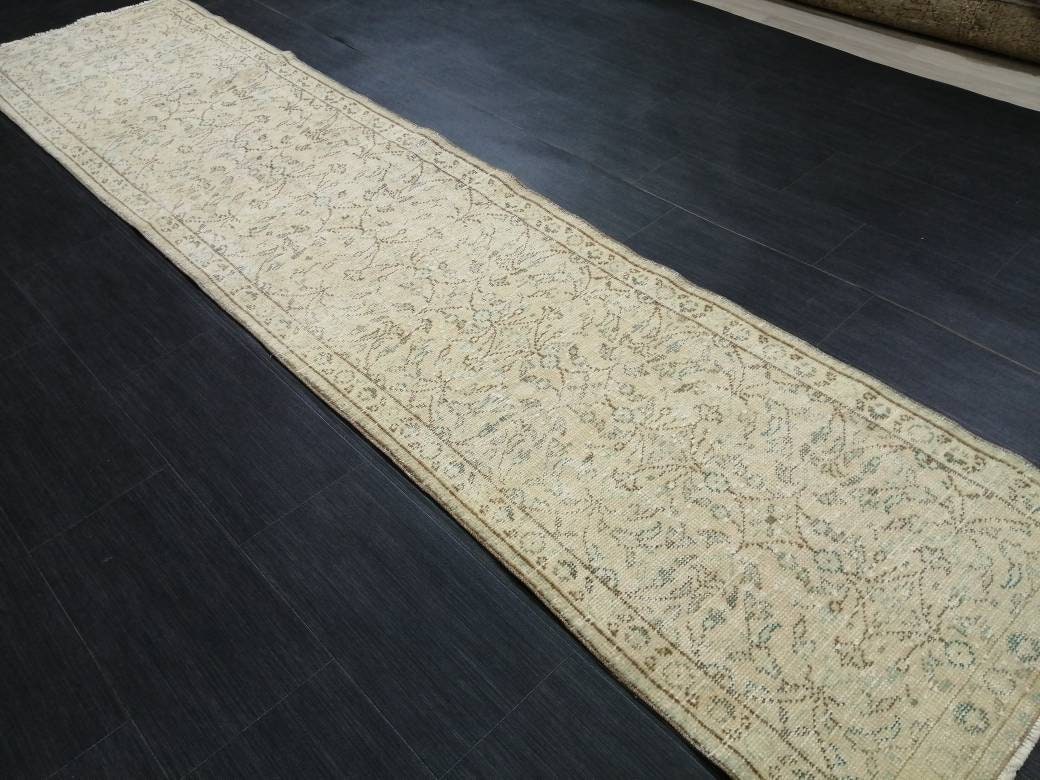 Vintage Runner Rug  2.4 x 10.7 Persian Runner Rug Muted Vintage Runner Rug Antique Hallway Runner Muted Turkish Runner Rug Distressed Runner