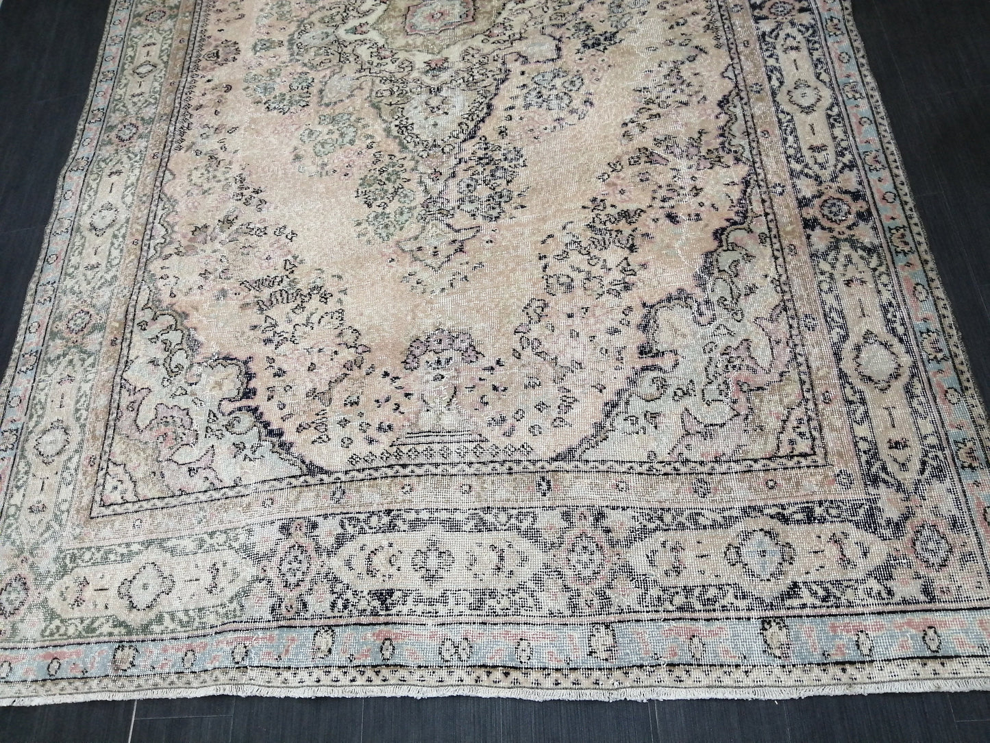 Muted Large OUSHAK RUG 10.3 x 7 TURKISH Oushak Rug Vintage Oushak Runner Rug Vintage Runner Rug 7x10 Cream Oushak Rug Hand Made Rug