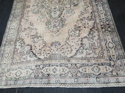 Muted Large OUSHAK RUG 10.3 x 7 TURKISH Oushak Rug Vintage Oushak Runner Rug Vintage Runner Rug 7x10 Cream Oushak Rug Hand Made Rug