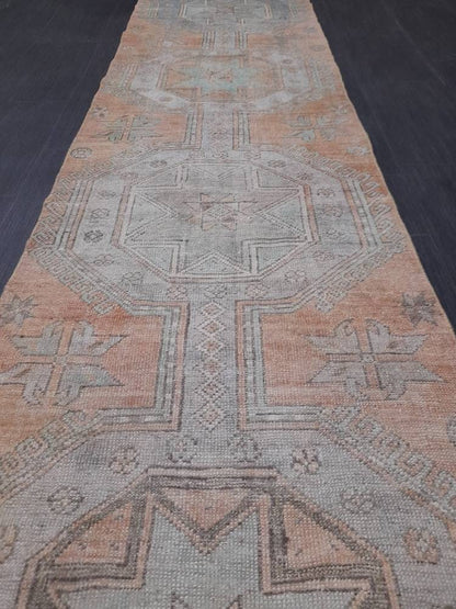 Vintage Runner Rug Muted Turkish Runner Rug 2.5 x 10 Oriental Runner Rug Hallway Runner Kitchen Runner Rug Wool Runner Rug Star Runner Rug