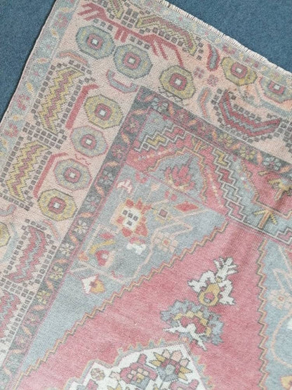 Pastel vintage wool rug oushak hand made rug 4'7x9 bohemian rug,area rug