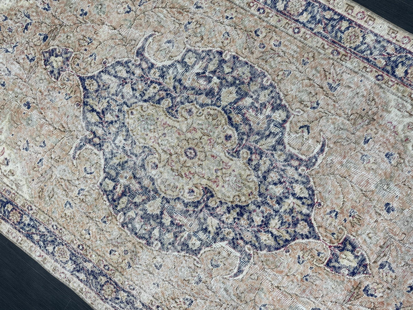 Persian RUG Vintage TURKISH 5 x 8.7 Rug Blue Vintage Rug Wool Oushak Rug Handmade Rug Hand Knotted Rug Natural Wool Rug