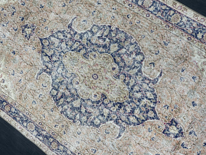 Persian RUG Vintage TURKISH 5 x 8.7 Rug Blue Vintage Rug Wool Oushak Rug Handmade Rug Hand Knotted Rug Natural Wool Rug