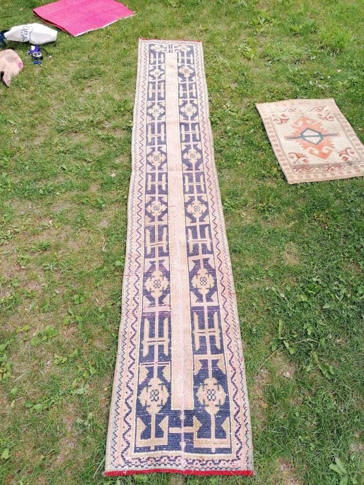 2x10 feet overlong runner, turkish runner rug, pink vintage runner rug, hallway handmade rug, kitchen runner rug, wool rug overlong runner