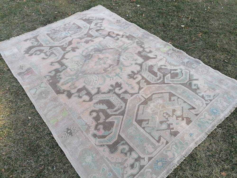 Oushak turkish rug 6x8'10 vintage anatolian rug,unique hand made bohemian rug