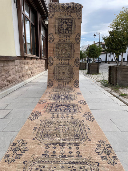 Wool Extra Long Runner Rug, Very Long Handmade Runner 2.7 x 22 ft Rug, Vintage Runner Rug, XL Turkish Runner Rug Staircase Runner rug