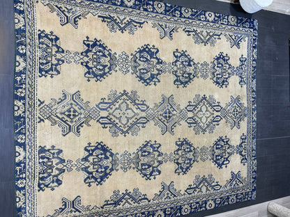 Antique Oushak RUG, Turkish 8.7 x 10.3 Rug, Hand Knotted Rug, Vintage Wool Rug, Oriental Rug Handmade Rug, Persian Rug