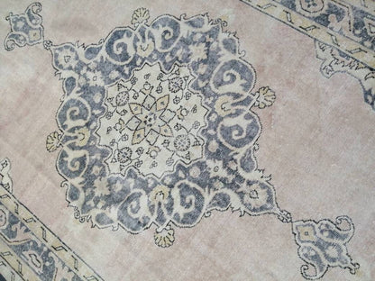 Antique OUSHAK RUG 6.5 x 11.3 Distressed TURKISH  Rug Muted Vintage Rug ,Vintage  Rug Wool Oushak Rug Hand Made Rugs Vintage Muted Rug