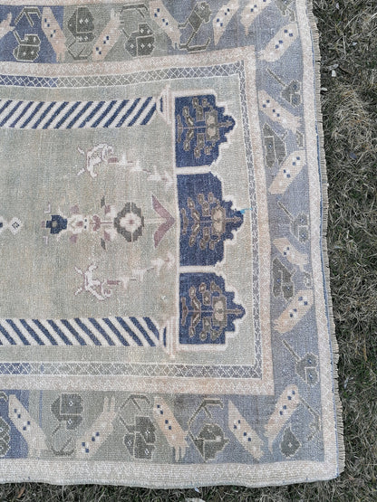 4'1x5'8 rug ,vintage green rug, rug, oushak turkish rug, kitchen rug, vintage anatolian unique hand made rug