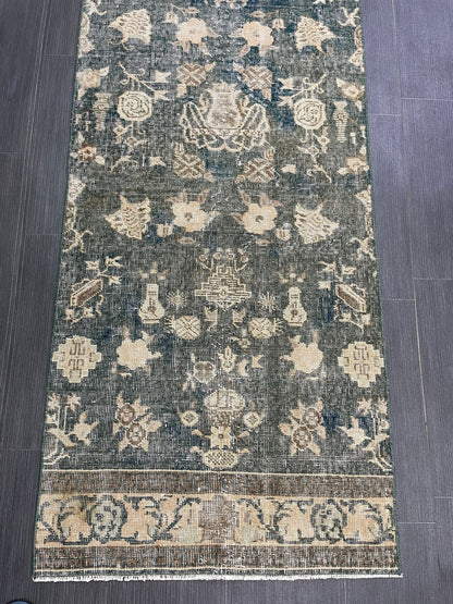 Vintage Runner Rug 2.5 x 7 Turkish Runner Rug Varigated  Brown Vintage Runner Rug Hallway Runner Rug Kitchen Runner Rug Wool Runner