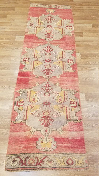 12'x3'6 vintage hallway runner rug,unique hand made runner kitchen runner rug