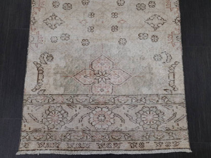 Neutral Vintage Runner Rug 2.7 x 8.5 Muted Turkish Runner Rug Distressed Runner Rug Hallway Runner Rug Kitchen Runner Rug Hallway Runner
