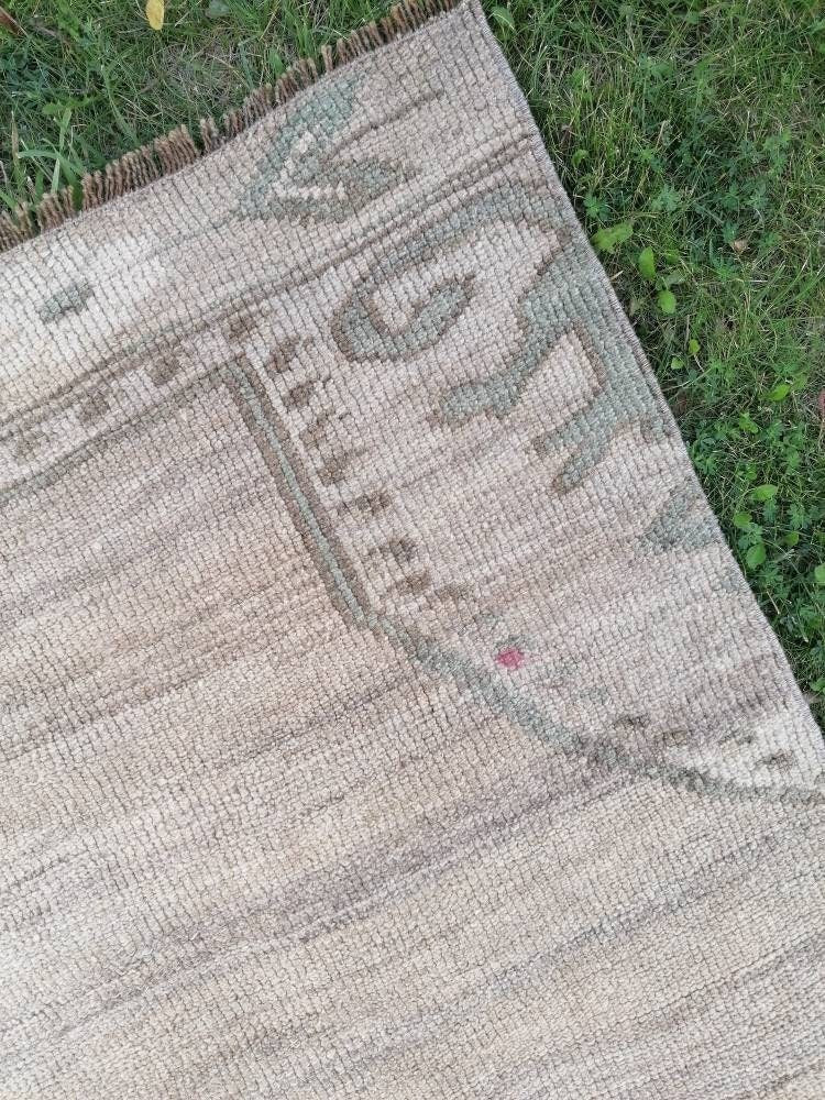 Oushak runner rug, vintage oushak runner 2'7x11 natural hand made wool runner, hallway runner, kitchen runner