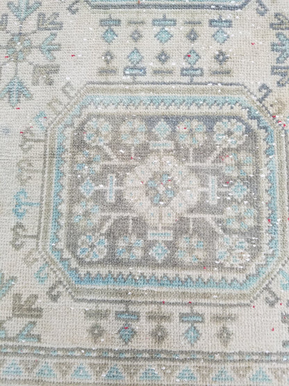 Oushak turkish rug 4'2x11 vintage wool rug, vintage oushak rug, vintage anatolian rug,unique hand made rug,kitchen rug