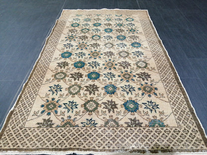 5.9 x 3.3 Floral OUSHAK RUG TURKISH Oushak Rug Vintage Oushak Runner Rug Vintage Runner Rug Wool Oushak Rug Hand Made Rugs Vintage  Rug