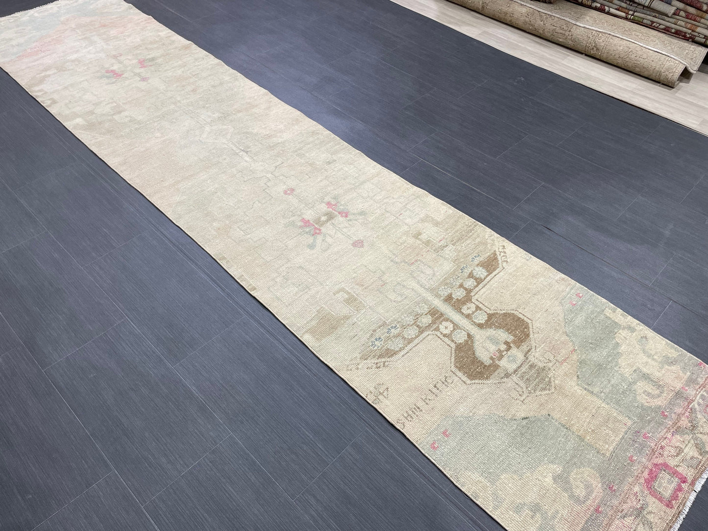 Muted Runner Rug Muted Turkish Runner Rug Vintage 2.5 x 11.5 Runner Rug Hallway Runner Rug Kitchen Runner Rug Oriental Runner Wool Runner