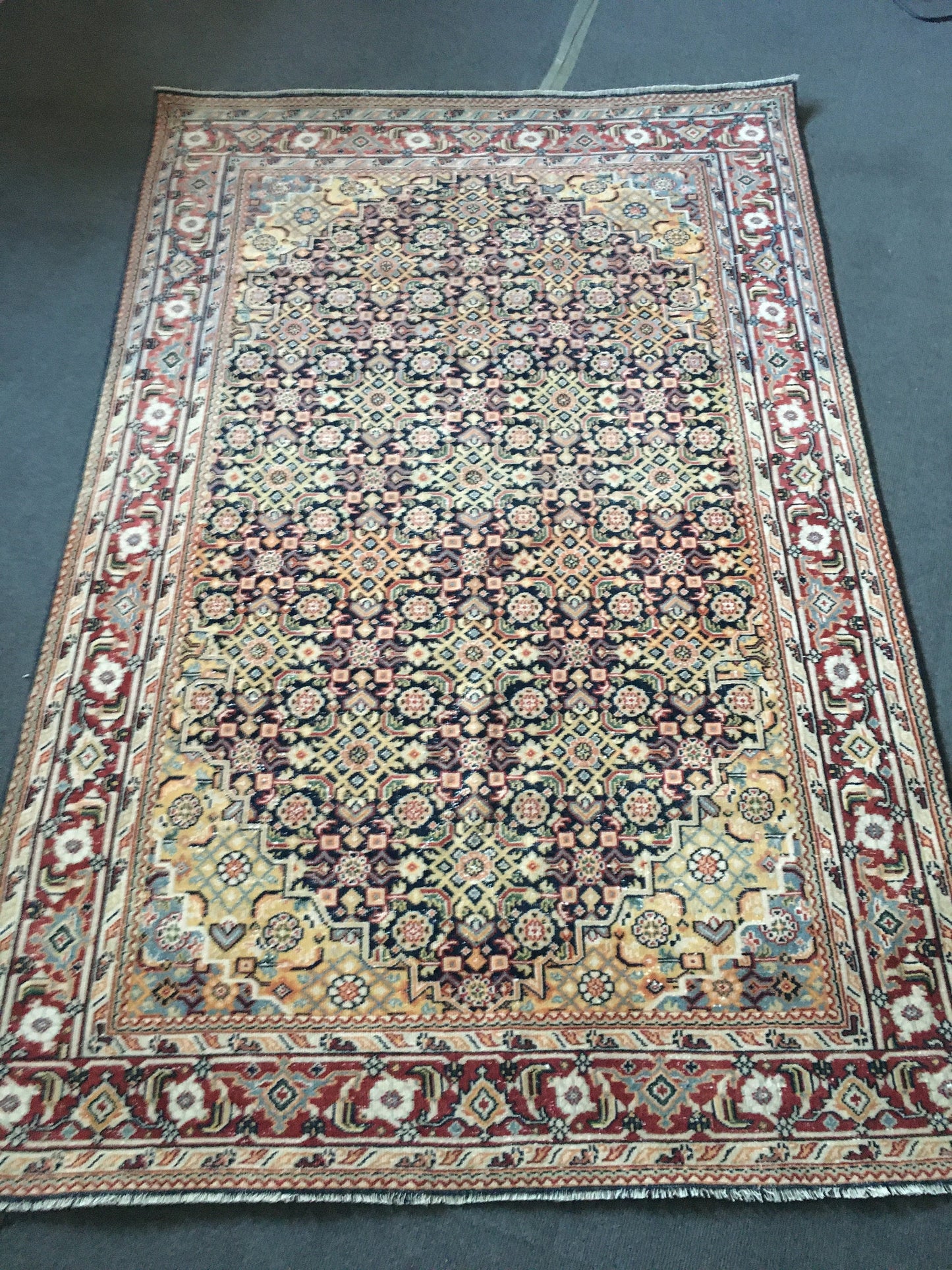 4.3x6.6 feet large handmade persian rug, vintage kitchen floor rug, muted red oushak living room rug, turkish medium bedroom rug,laundry rug