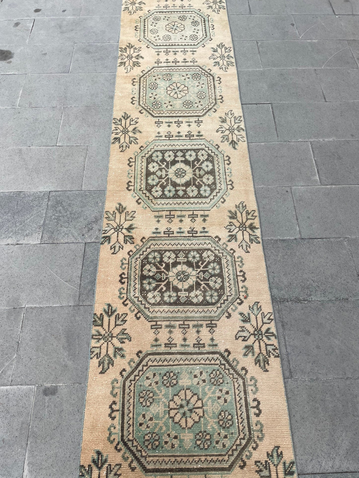 Muted Vintage Extra Long Turkish Runner Distressed 2.4 x 22.2 Stairs Runner Rug Vintage Runner XL Oriental Runner Staircase Handmade Runner