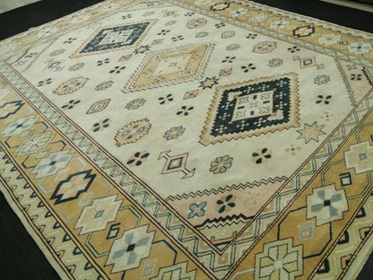 Oriental RUG 7.7 x 9 Oushak Rug Turkish Vintage Persian Rug Navy Vintage Rug Fine Wool Oushak Rugs 8x9 Turkish Rug Muted Living room Rug