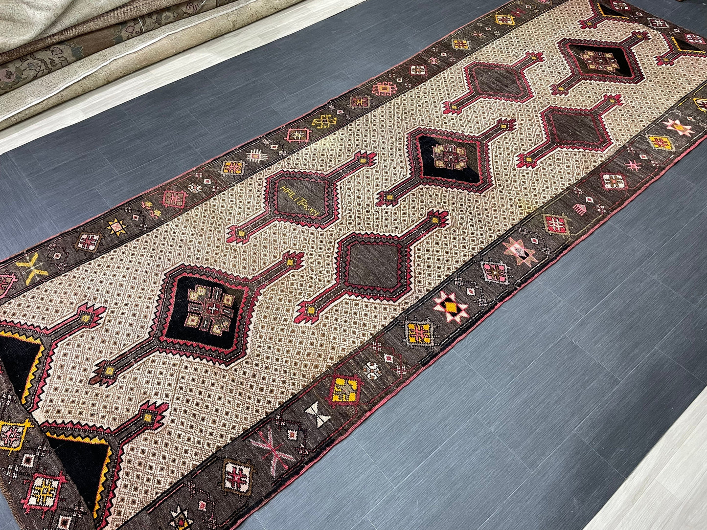 High Wool Pile Runner Rug 5 x 13.7 Turkish Runner Rug Large Vintage Runner Rug Hallway Runner Rug Muted Runner Rug Wool Oushak Runner Kars