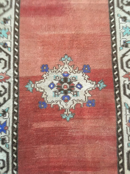 3.2x6 feet red turkish bedroom large rug, vintage blue handmade rug, wide living room rug, kitchen middle wool rug, bathrom floor bohem rug