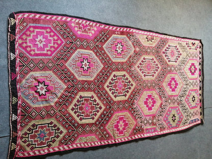 8 x 4 Flatwoven with Embroidery Rug TURKISH HAND MADE Rugs Vintage Turkish Rugs  Oushak Rug   Traditional Rug, Vintage Oushak Rug, Wool Rug