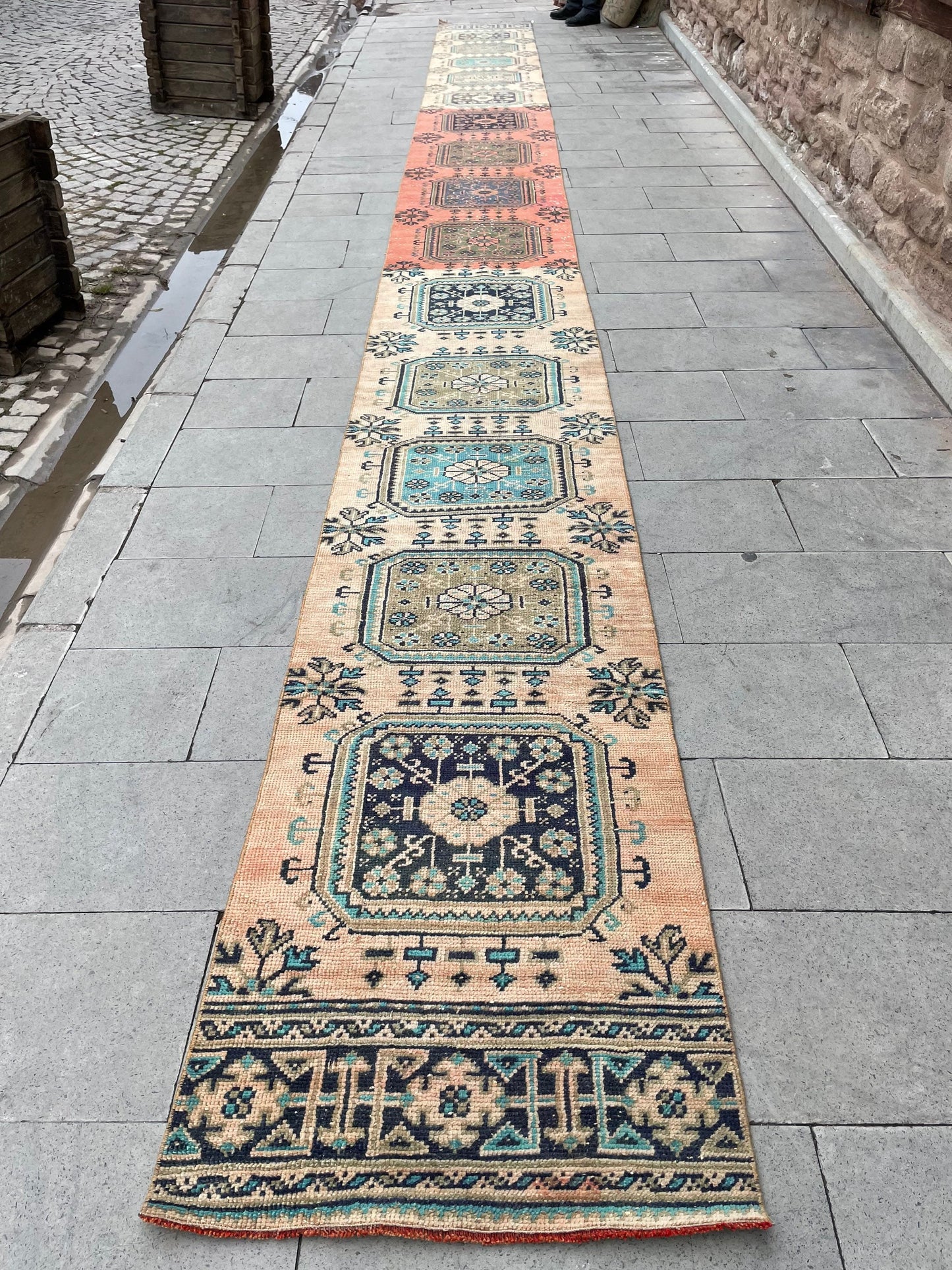 Vintage Staircase Runner Rug 2.3 x 27 ft Extra Long TURKISH Runner Rug Vintage Runner Rug Distressed Runner Rug  Runner Hand Knotted Runner
