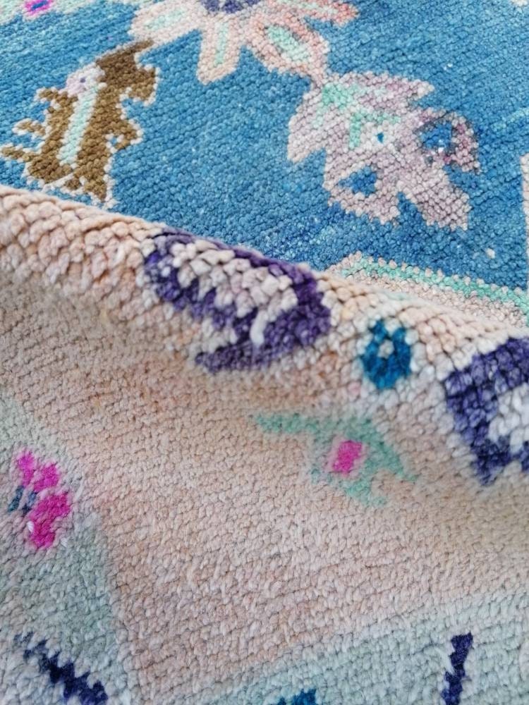 Vintage  blue runner, oushak wool runner 3x10'4 hallway green runner, turkish runner rug, entery runner, kitchen runner