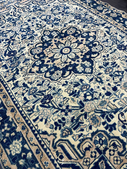 Persian Rug, Vintage 4.5 x 6.5 Rug, Navy Hand Knotted Rug, HANDMADE Rug, Vintage Turkish Rug, Oushak Rug, Oriental Rug, Wool Rug