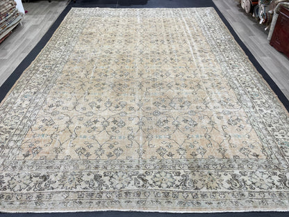 Large Vintage RUG 8.8 x 12.6 TURKISH Oushak Rug Distressed Persian Rug Wool Hand Knotted Rug 9x13 Handmade Rug Vintage ANATOLIA Rug