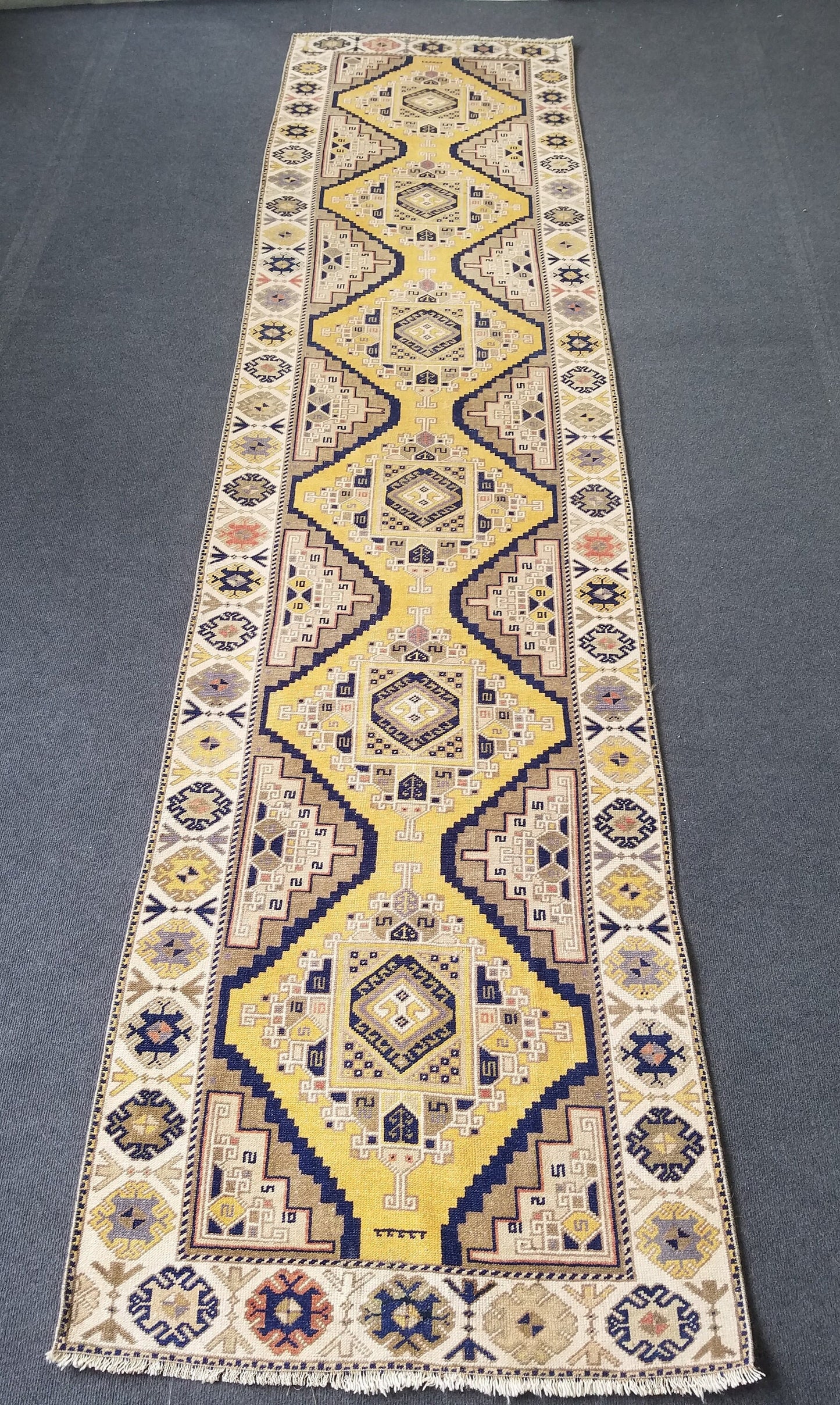 3x12 vintage handmade wool runner, oushak runner, hallway runner rug, kitchen runner