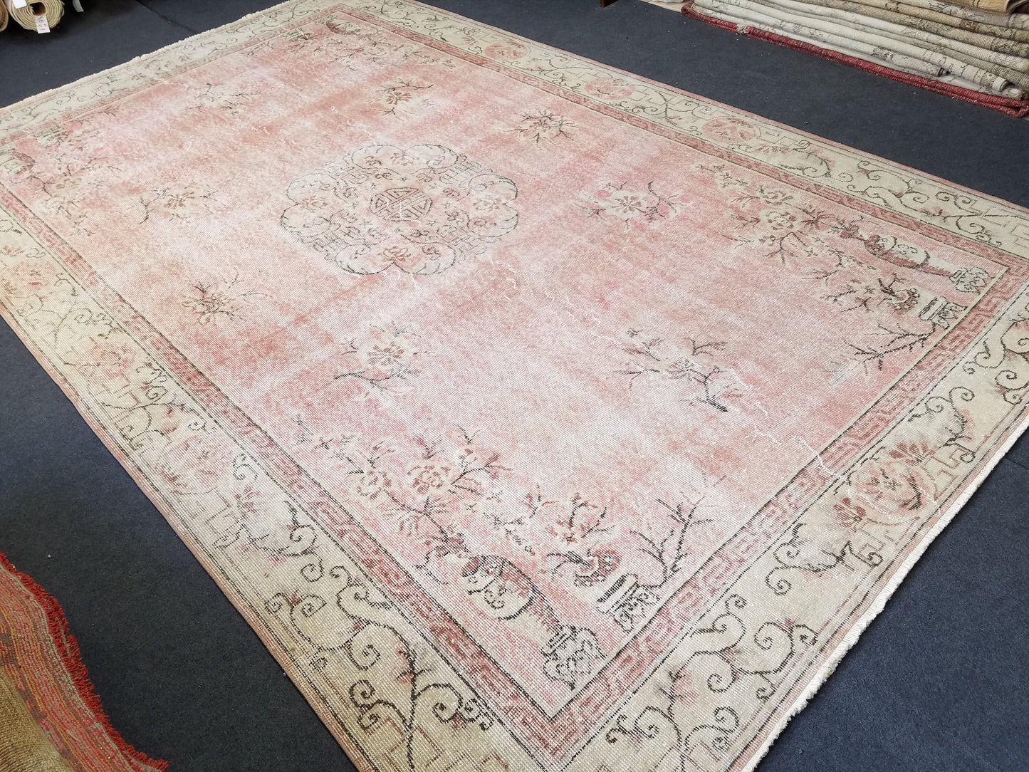 10'9x6'10 large oushak vintage rug,vintage oushak rug,large area rug