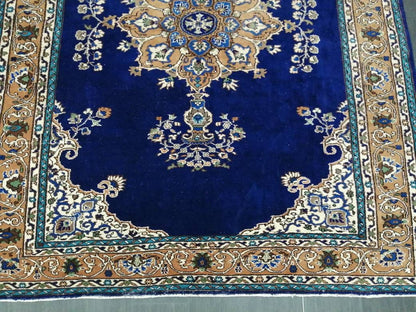 Navy High Wool Pile Vintage RUG 7 x 9.8 TURKISH Rug Vintage High Pile Oushak  Rug Vintage Rug Wool Oushak Rug Blue Rugs Persian Rug 7x10 rug