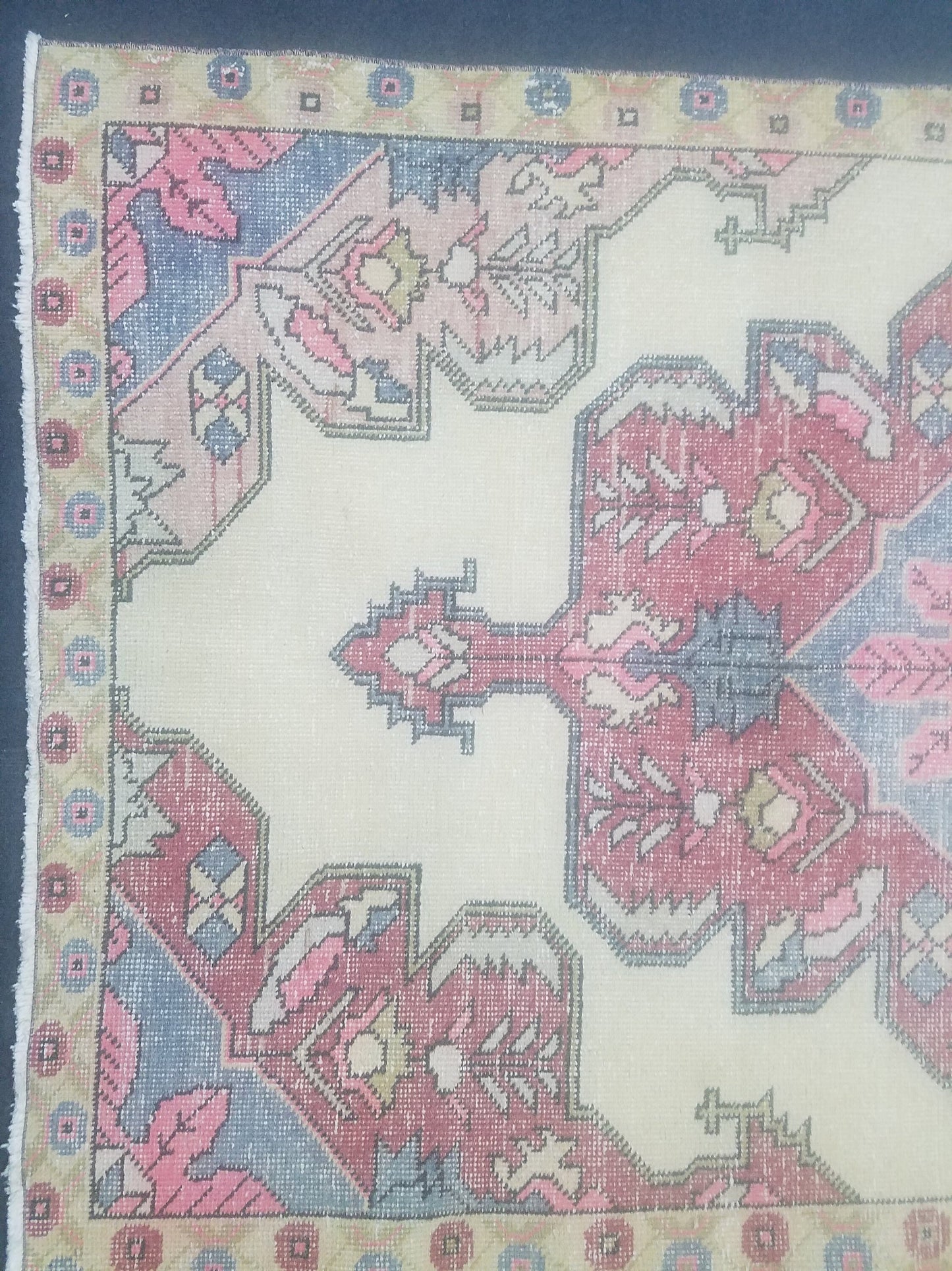 4x7 feet wool vintage rug, oushak bedroom rug, turkish living room rug, kitchen rug, bohemian rug, handmade lounge area rug, bathroom rugs