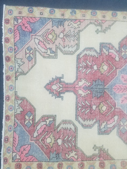 4x7 feet wool vintage rug, oushak bedroom rug, turkish living room rug, kitchen rug, bohemian rug, handmade lounge area rug, bathroom rugs