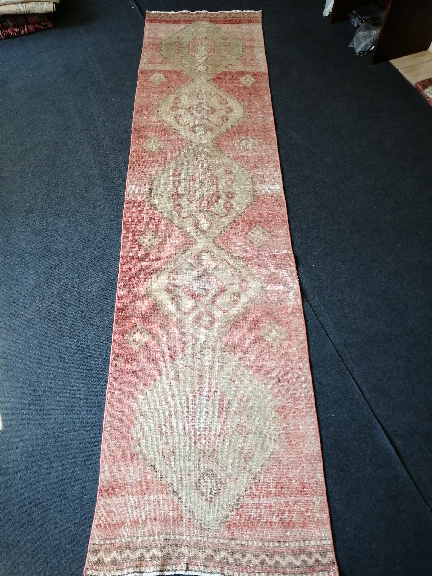 2.7 x 11 Runner Rug Oushak Runner Rug, Turkish Runner Rug, Vintage Runner Rug, Hallway Runner Rug, Blush Runner Rug Wool RUNNER RUG