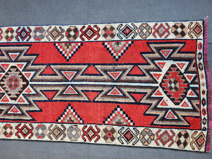 Oushak Runner Rug Turkish 3.2 x 11 Runner Rug Vintage Runner Rug Hallway Runner Rug Kitchen Runner, HANDMADE Runner Rug Wool Anatolian Rug
