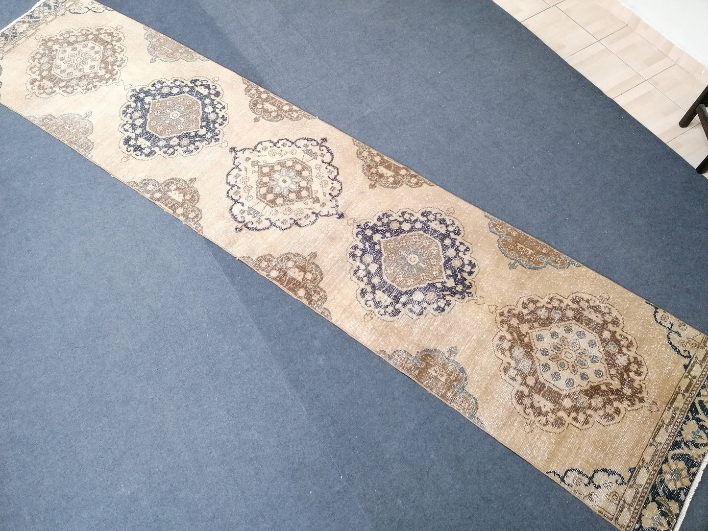 12,9x2'8 long runner rug, vintage runner,hallway rug