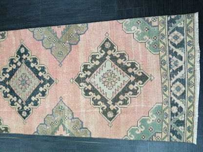 Muted Vintage Runner Rug 2.9 x 13 Vintage Persian Runner Rug Distressed Hallway Runner Rug Turkish Kitchen Runner Rug Antique Wool Runner