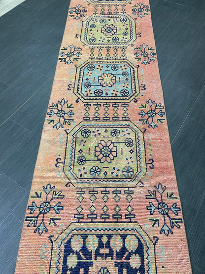 Staircase Runner Rug 2.5 x 21.5 Extra Long Wool TURKISH Runner Rug Vintage Runner Rug Oriental Runner Rug Wool Runner Hand Knotted Runner