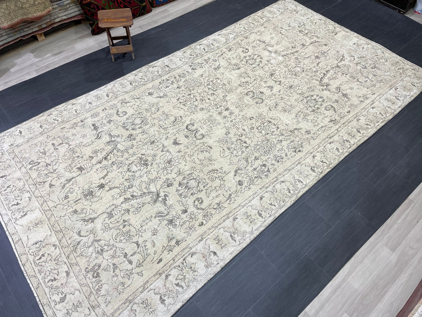 Vintage Rug TURKISH 6.2 x 12 Rug Handmade Rug Distressed Rug  Large Oushak Rug Oushak Rug, Wool Rug Hand Knotted Rug 6x12 ft