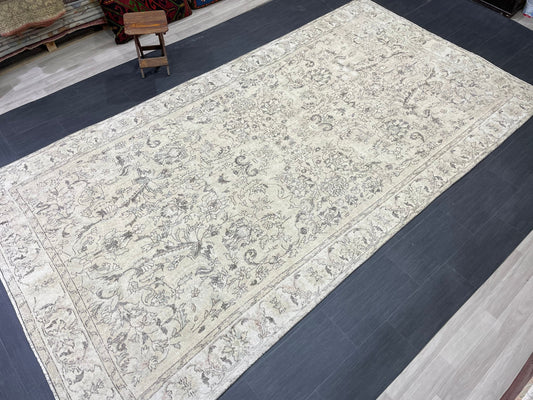 Vintage Rug TURKISH 6.2 x 12 Rug Handmade Rug Distressed Rug  Large Oushak Rug Oushak Rug, Wool Rug Hand Knotted Rug 6x12 ft