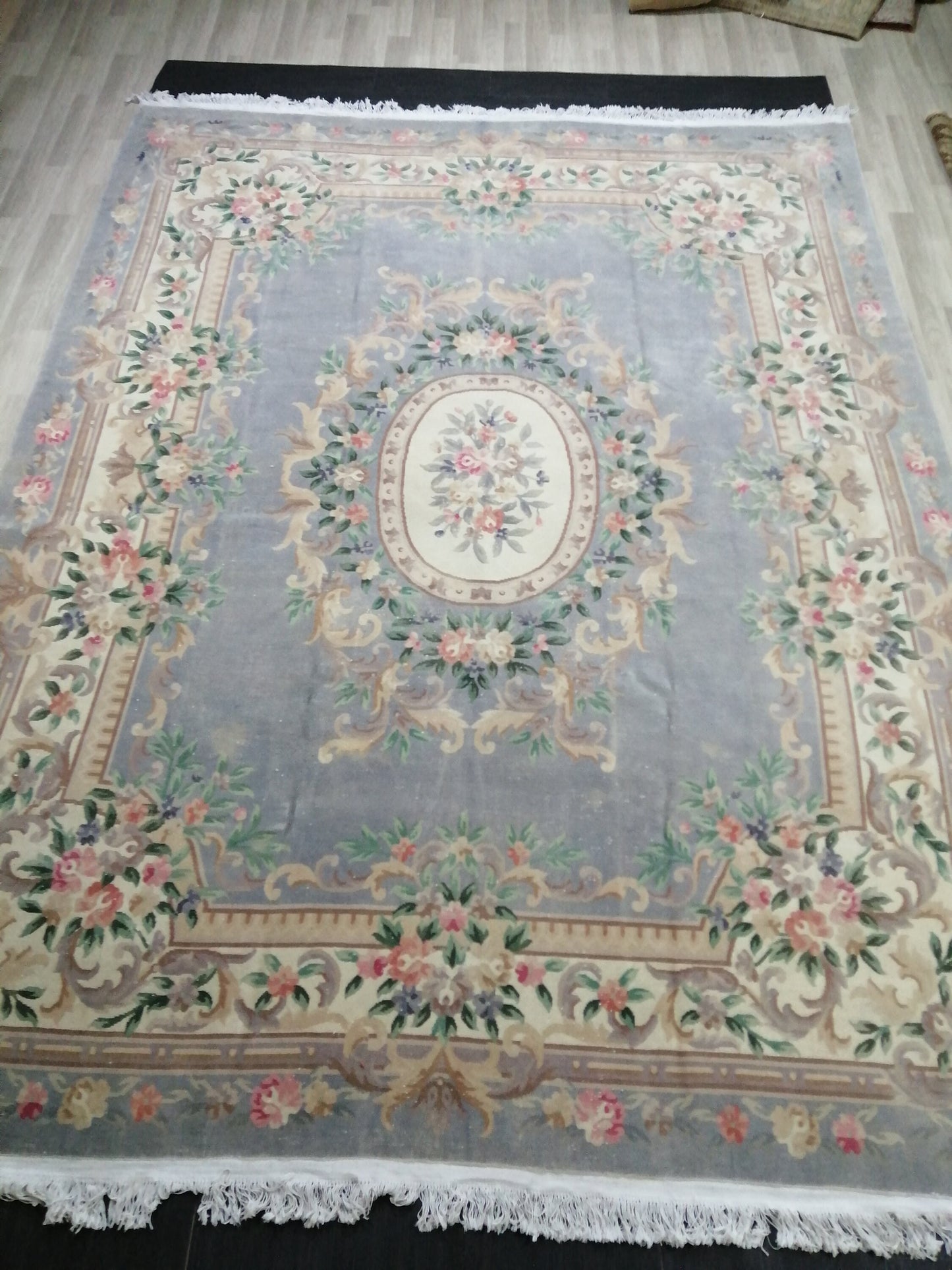 10 x 12.8 Hand Knotted Rug, Vintage  LARGE Rug, Handmade Rug, Floral Rug Rustic Rug Muted Large Rug, Nepal Rug  Fun Wool Rug 10x13 10x12