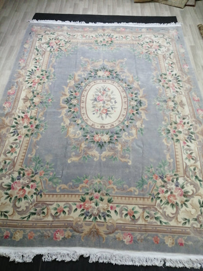 10 x 12.8 Hand Knotted Rug, Vintage  LARGE Rug, Handmade Rug, Floral Rug Rustic Rug Muted Large Rug, Nepal Rug  Fun Wool Rug 10x13 10x12