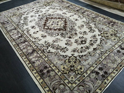 Vintage Oriental RUG TURKISH Rug Muted Vintage 7 x 10.4 Persian Rug Vintage Wool Neutral Oushak Rug Hand Made Rugs Vintage 7x10 Turkish Rug