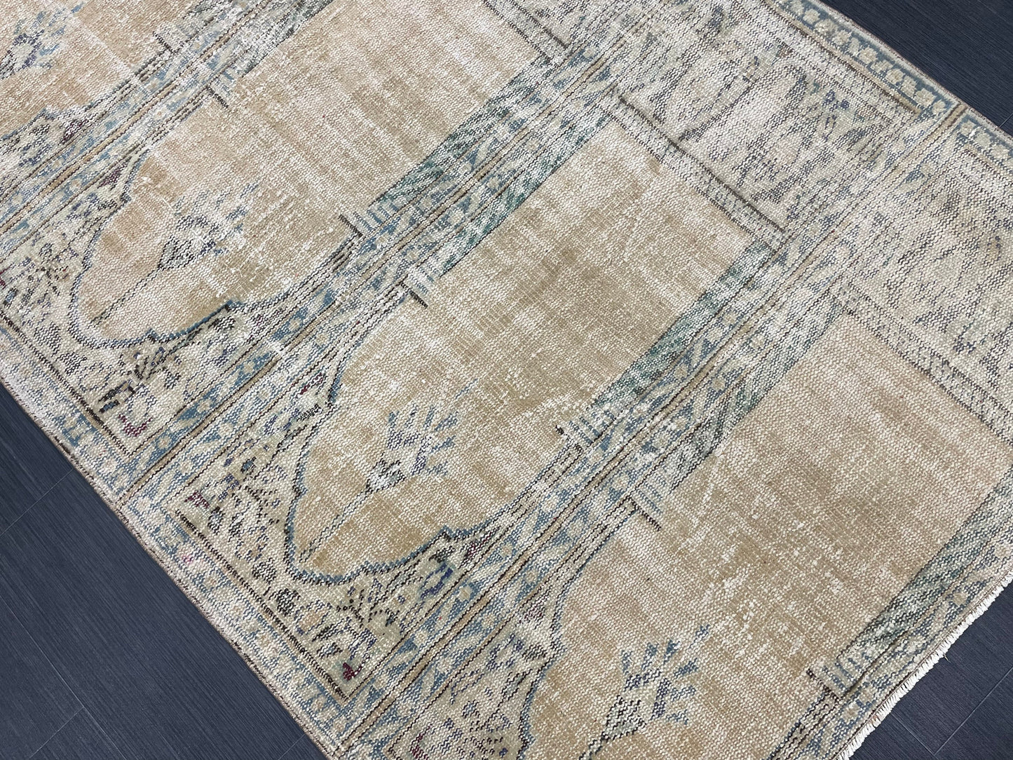 Oriental RUG TURKISH Rug 4.3 x 7.6 Vintage Oushak Rug Vintage Persian Rug Wool Meditation Rug Handmade Rugs Vintage Prayer Rug