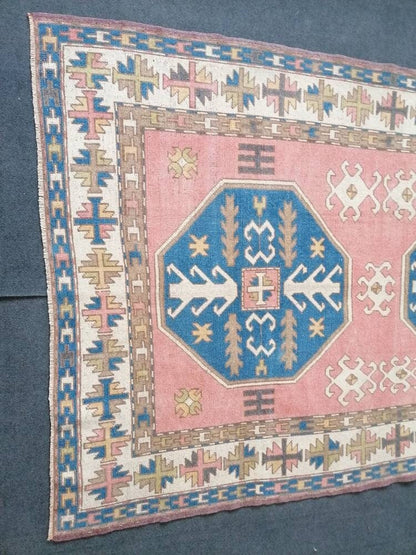 Turkish oushak wool rug 5x8 vintage handmade rug bohemian rug living room rug